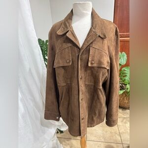 Vintage Suede Leather‎ Shirt Jacket (Shacket) – Brown Size 42